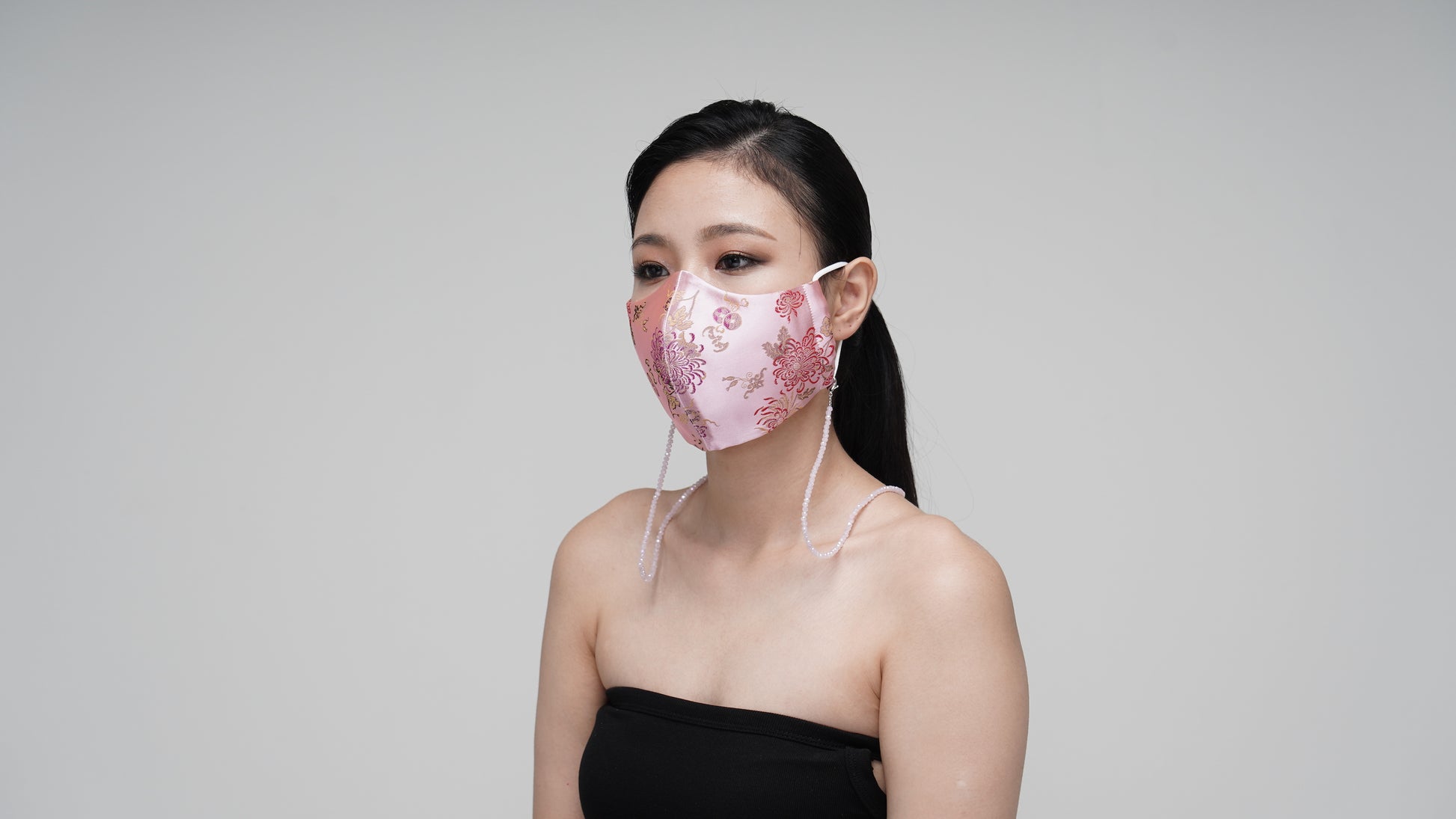 Pink Rose Satin Mask - LEEHWA WEDDING