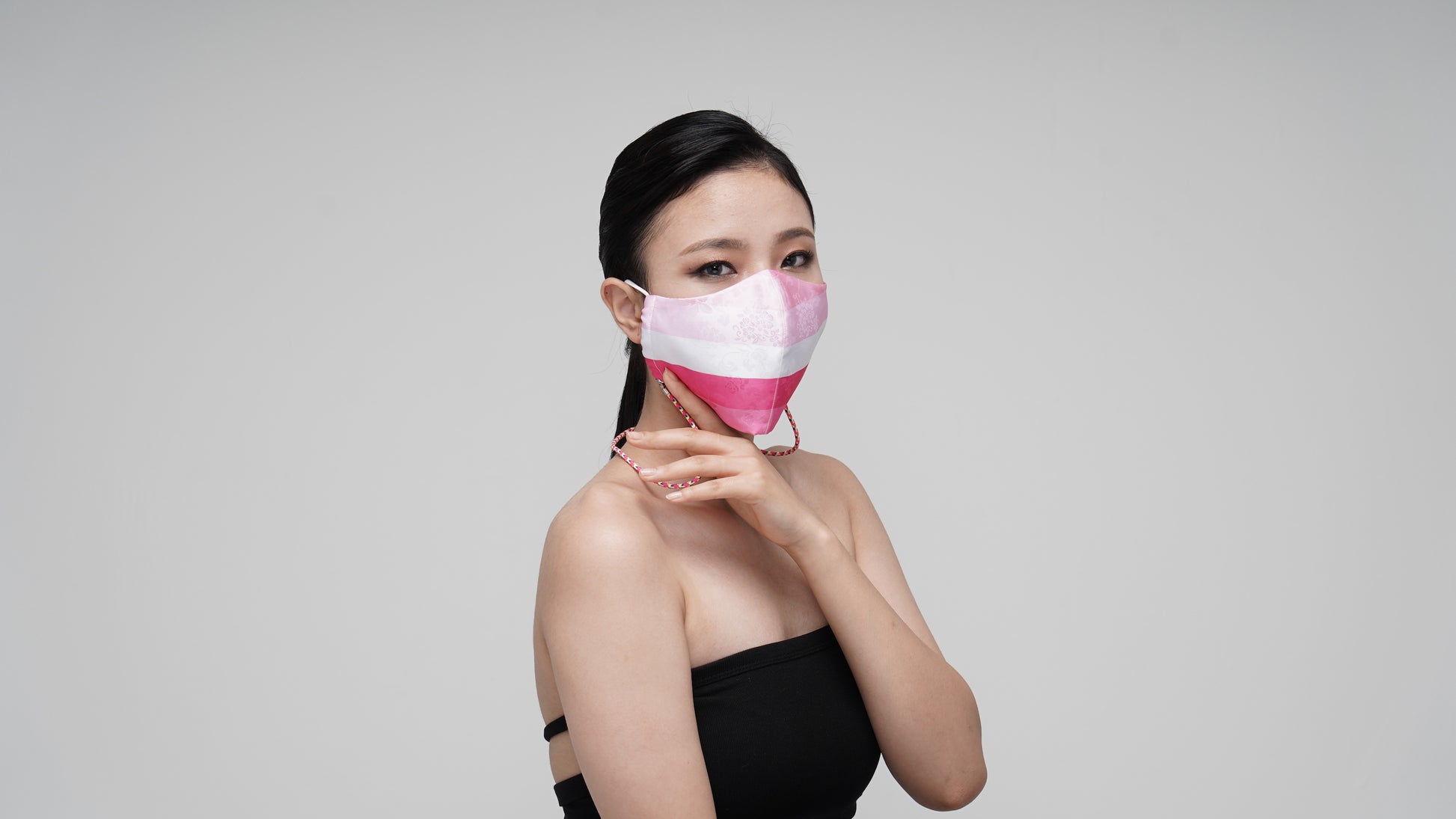 Pink Striped Mask - LEEHWA WEDDING