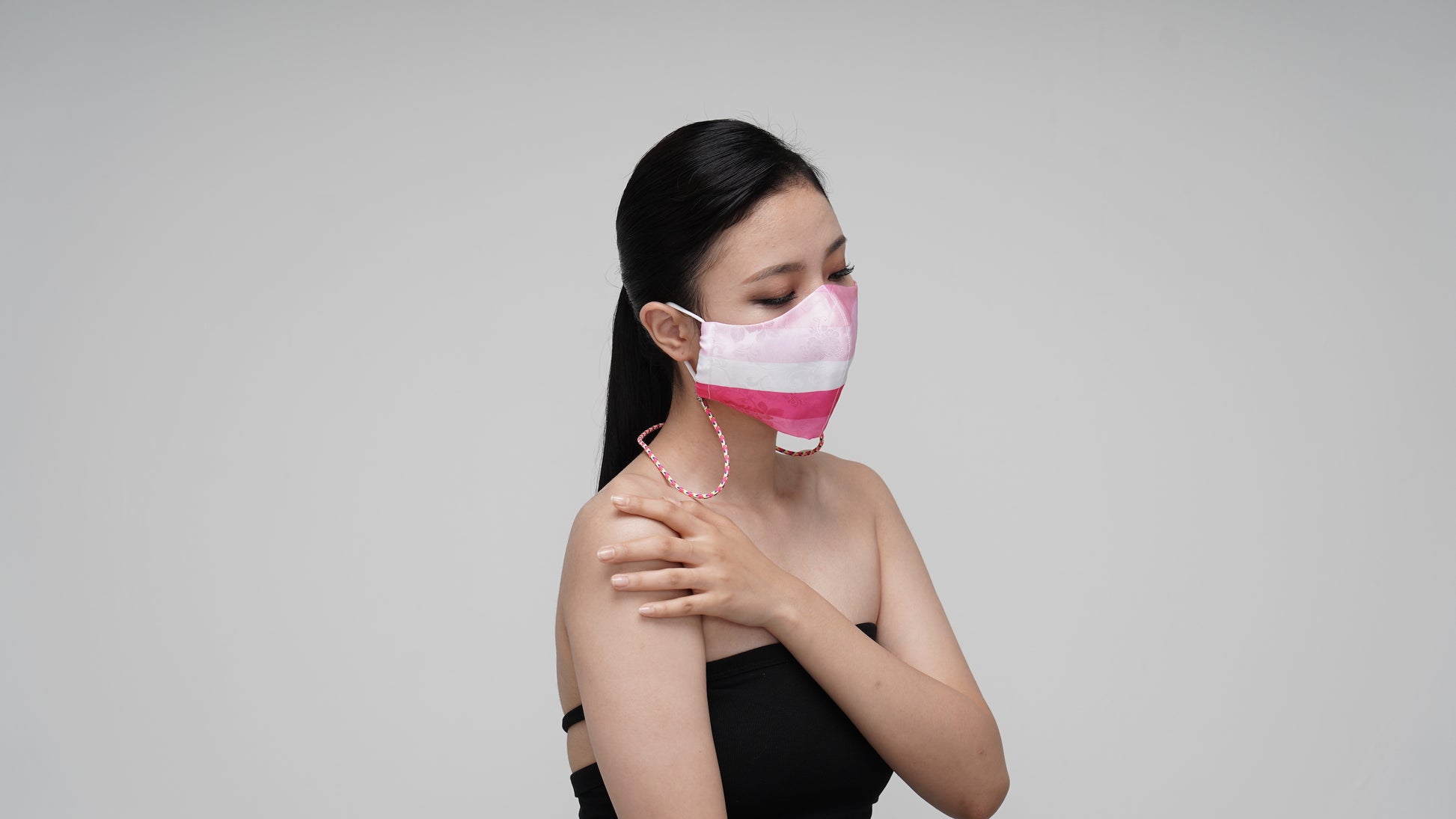 Pink Striped Mask - LEEHWA WEDDING