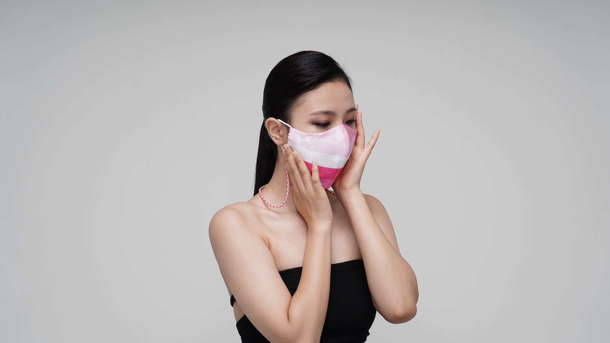Pink Striped Mask - LEEHWA WEDDING
