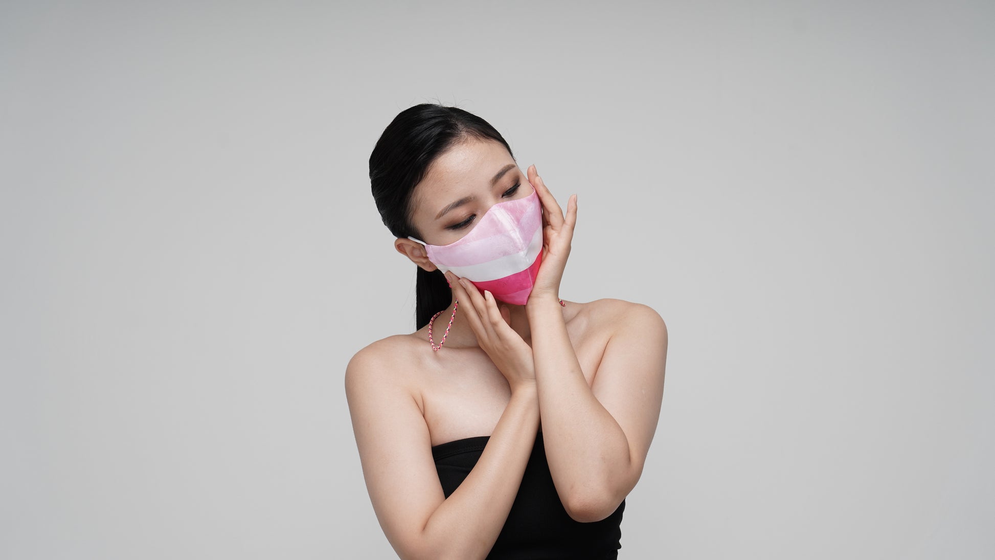 Pink Striped Mask - LEEHWA WEDDING