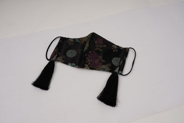 Black Satin Tassel Mask