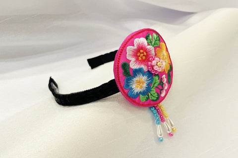 Magenta Korean Traditional Embroidered Headband