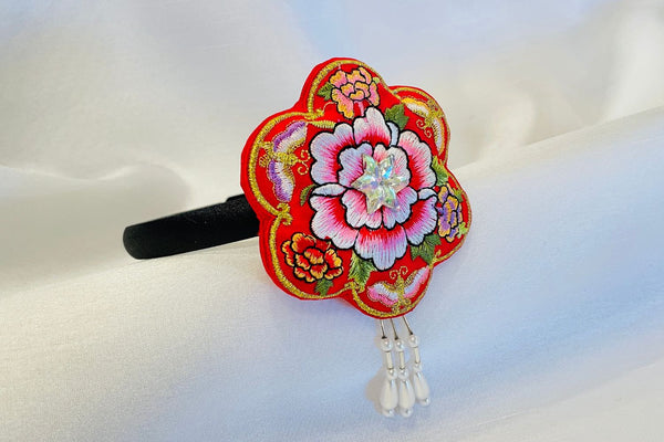 Cockscomb Traditional Korean Embroidered Headband