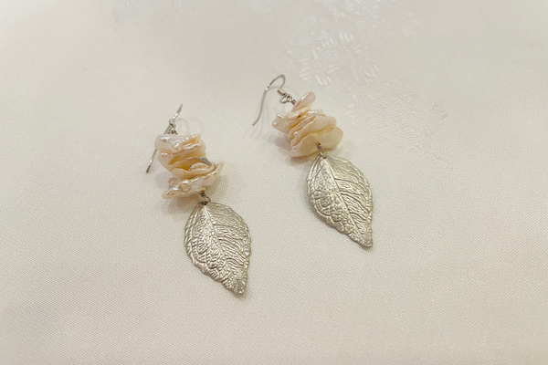 Pearl Leaf Earrings