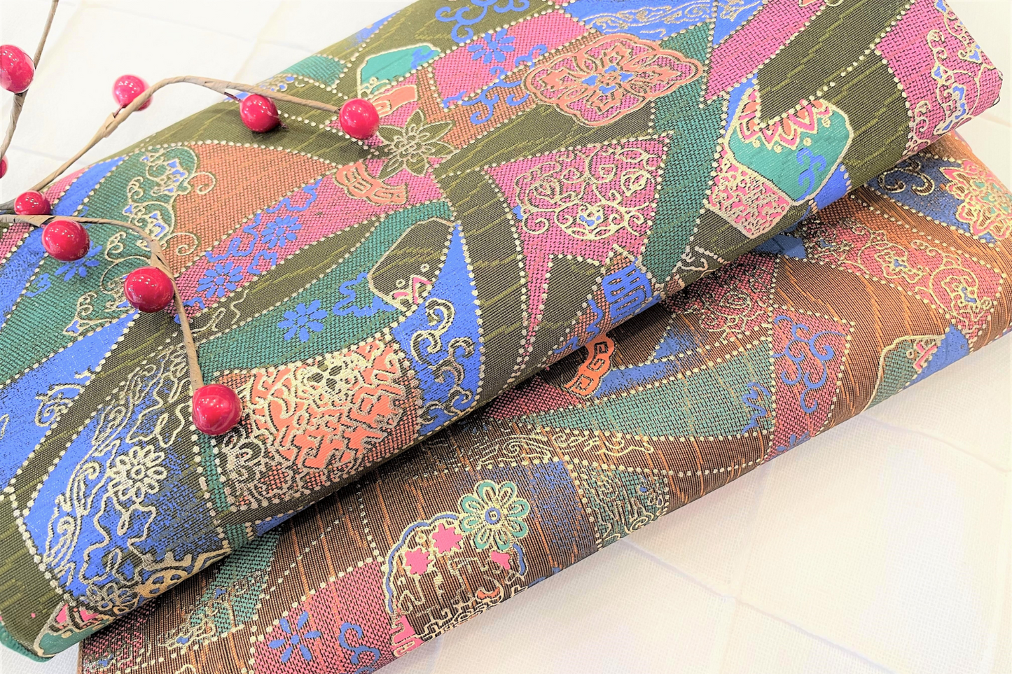 Festival Green and Orange Festival Bojagi Fabric