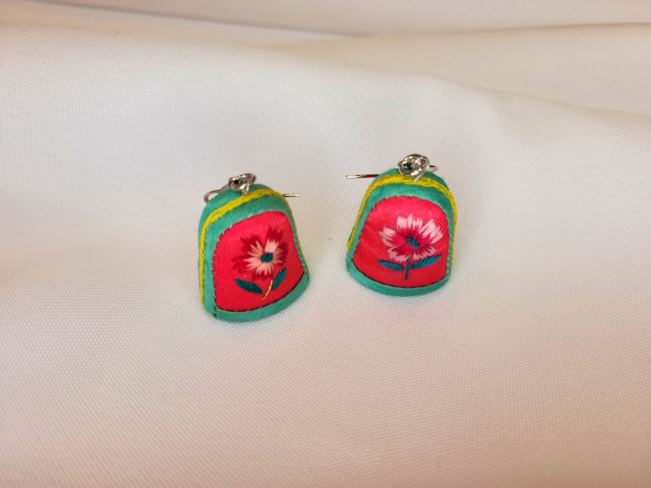 Hand Embroidered Thimble Earrings