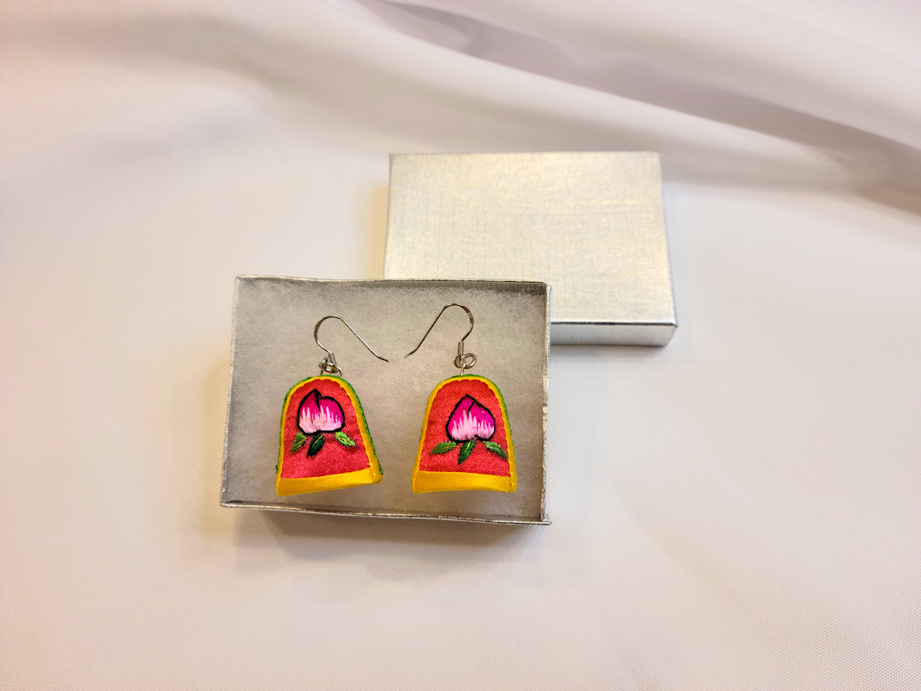 Hand Embroidered Thimble Earrings