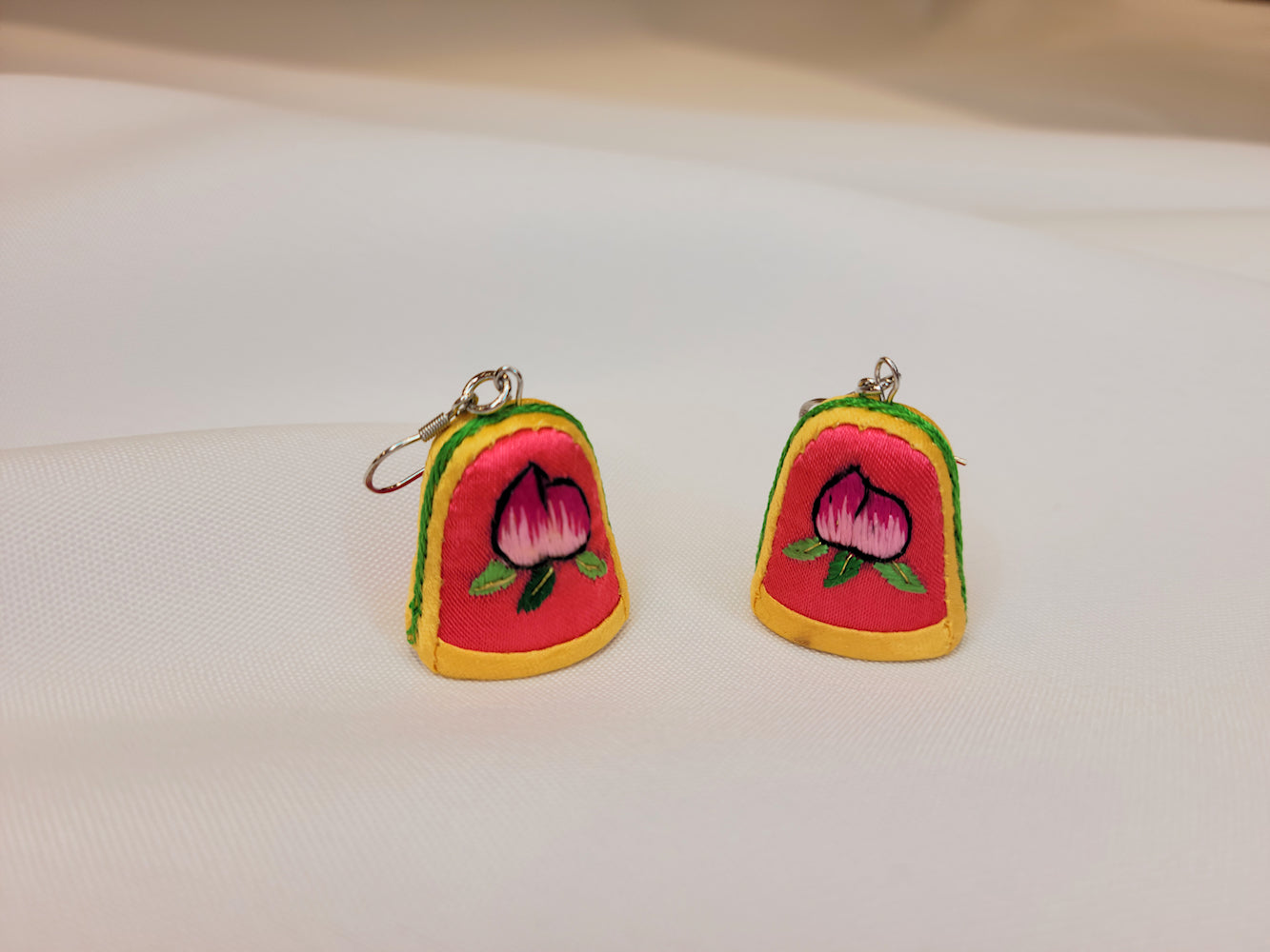 Hand Embroidered Thimble Earrings