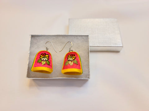 Hand Embroidered Thimble Earrings