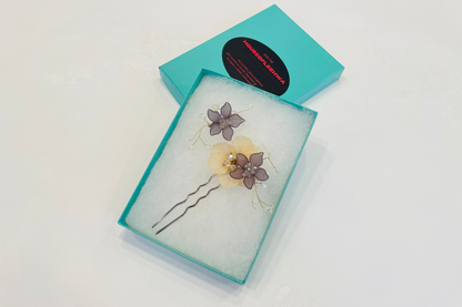 Mauve Flower Modern Korean Hair Pin & Brooch