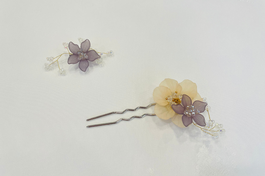 Mauve Flower Modern Korean Hair Pin & Brooch
